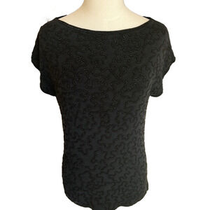 IL Gilet Black Beaded Silk Sweater Size M